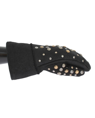 Dolce & Gabbana Men's Gray Wool Shearling Studded Gloves