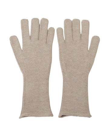 Dolce & Gabbana Men's Ivory Cashmere Silk Hands Mitten Gloves