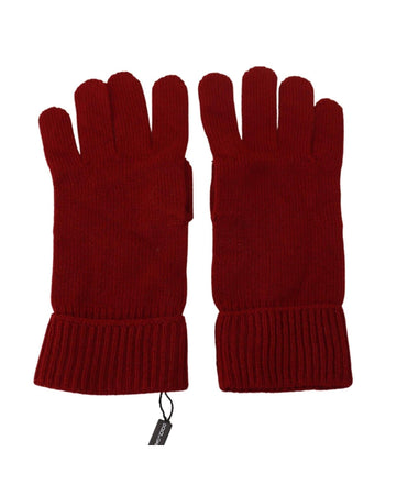 Dolce & Gabbana Men's Red 100% Cashmere Knit Hands Mitten Gloves