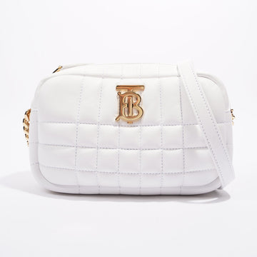 Burberry Lola Camera Bag White Lambskin Leather Mini