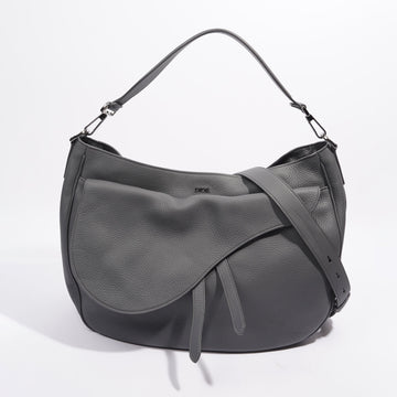 Christian Dior Saddle Bag Grey Calfskin Leather