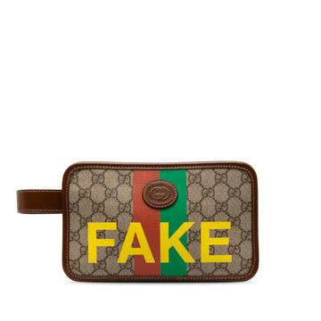 GUCCI GG Supreme Fake/Not Cosmetic Pouch Clutch Bag