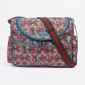 Gucci Baby Changing Bag Beige / Red Coated Canvas