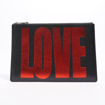 Givenchy Love Leather Clutch Black / Red Leather