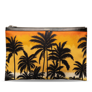 SAINT LAURENT Palm Tree Zip Pouch Clutch Bag