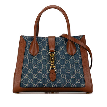 GUCCI Medium GG Denim Jackie 1961 Tote Satchel