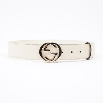 Gucci Interlocking G Belt Cream Leather 80cm 32