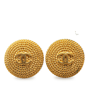 CHANEL Gold Plated CC Clip On Earrings Costume Earrings