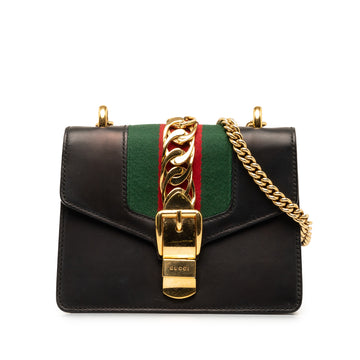 GUCCI Mini Sylvie Leather Chain Crossbody Bag
