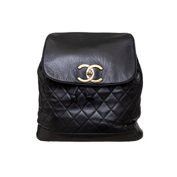 CHANEL Chanel Vintage Quilted Lambskin Drawstring Backpack