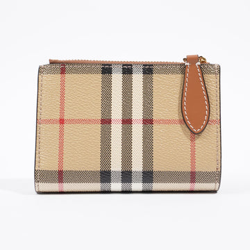 Burberry Bi Fold Wallet Check Coated Canvas Small