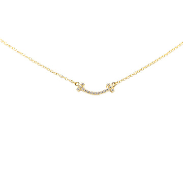 Tiffany Mini 18K Yellow Gold with Diamond T Smile Pendant Necklace