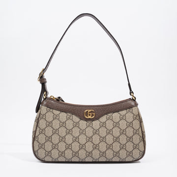 Gucci Ophidia Small Beige And Ebony GG Supreme  Coated Canvas
