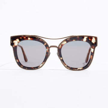 Bottega Veneta Cat Eye Sunglasses Havana Brown / Bronze Base Metal 50mm 23mm
