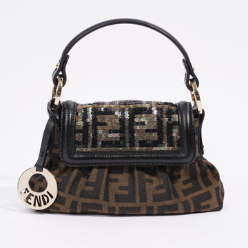 Fendi Mini Chef Sequin Flap Brown FF Canvas