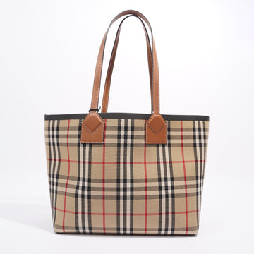 Burberry London Tote Check Cotton Small