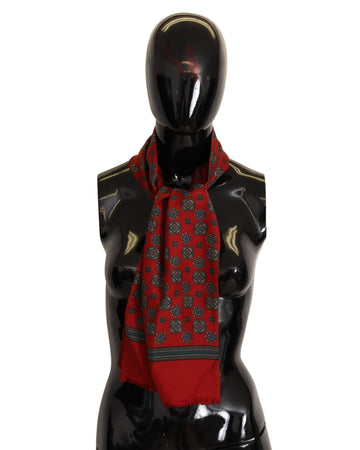 Dolce & Gabbana Women's Red Patterned 100% Silk Wrap Shawl Scarf