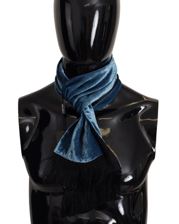 Dolce & Gabbana Men's Blue Velvet Solid Neck Warmer 's Shawl Scarf