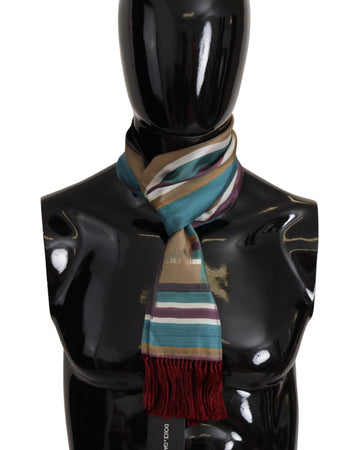 Dolce & Gabbana Men's Multicolor Striped Shwal Fringes Wrap Silk Scarf