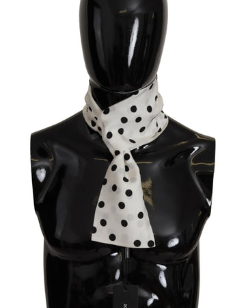 Dolce & Gabbana Men's White Polka Dots Neck Wrap Shawl Scarf