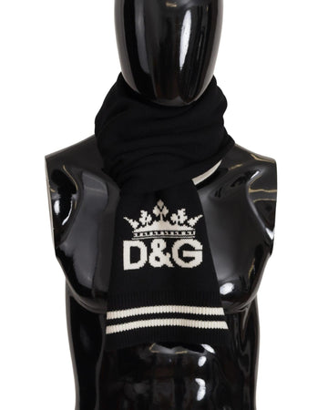 Dolce & Gabbana Men's Black White Cotton DG Printed Cashmere Shawl Scarf