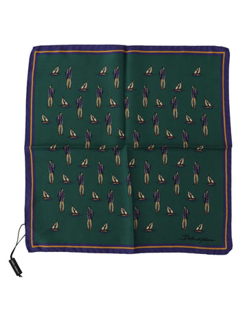 Dolce & Gabbana Men's Green Printed DG Logo Square Handkerchief Scarf