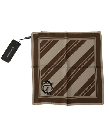 Dolce & Gabbana Men's Brown Stripes DG Logo Square Handkerchief Scarf