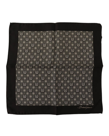 Dolce & Gabbana Men's Black Patterned DG Logo Square Handkerchief Scarf