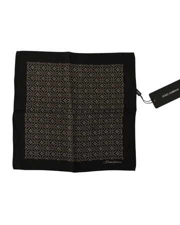 Dolce & Gabbana Men's Black Patterned DG Printed Square Handkerchief Scarf