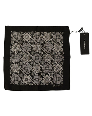 Dolce & Gabbana Men's Black Patterned DG Printed Square Handkerchief Scarf