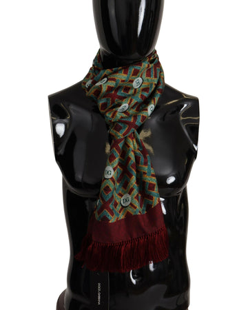 Dolce & Gabbana Men's Multicolor DG Logo Shawl Warm Neck Wrap Fringe Scarf