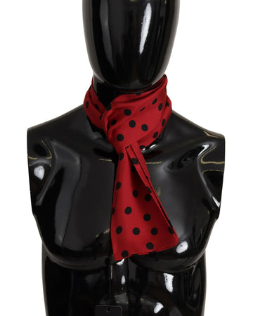 Dolce & Gabbana Men's Red Polka Dot Silk Shawl Neck Wrap Scarf