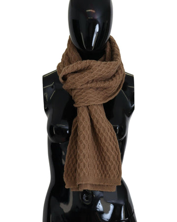 Dolce & Gabbana Women's Dark Brown Wrap Shawl Knitted Camel Scarf