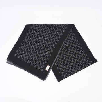 Gucci GG Jacquard Knit Scarf Black / Grey Wool