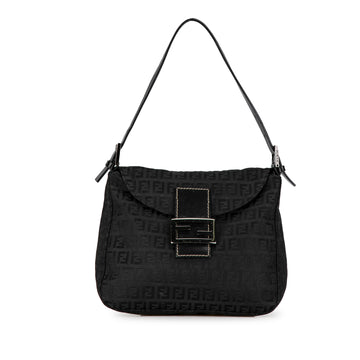 FENDI Zucchino Canvas Double Flap Mamma Shoulder Bag