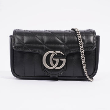 Gucci Marmont Flap Black Matelasse Leather Super Mini