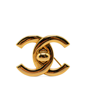 CHANEL Gold Plated CC Turn-Lock Brooch Costume Brooch