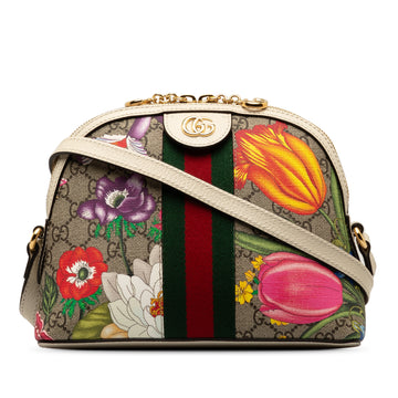 GUCCI Small GG Supreme Flora Ophidia Dome Crossbody Bag