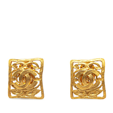 CHANEL Gold Plated CC Clip-On Earrings Costume Earrings