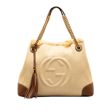 GUCCI Medium Raffia Soho Chain Tote Tote Bag