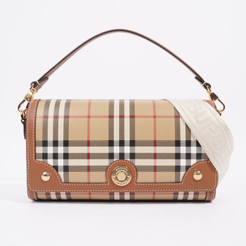 Burberry Note Bag Briar Brown Coated Canvas Small