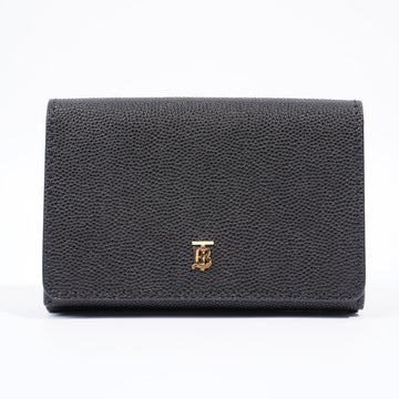 Burberry Compact Wallet Black Grained Leather