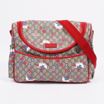 Gucci Ducks Baby Changing Bag GG Supreme / Red / Blue / White Coated Canvas