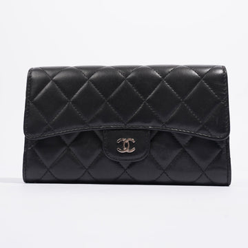 Chanel Classic Flap Wallet Black / Burgundy Lambskin Leather