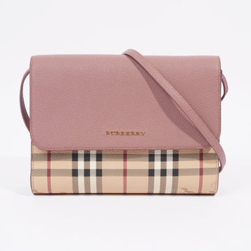 Burberry Loxley Crossbody Check / Pink Coated Canvas Small