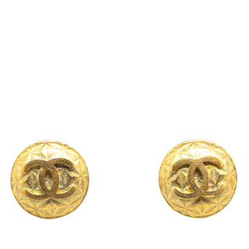 CHANEL Gold Plated CC Clip On Earrings Costume Earrings