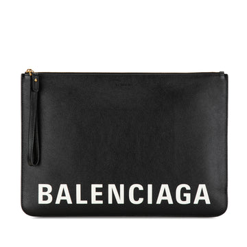 BALENCIAGA Leather Ville Logo Clutch Clutch Bag