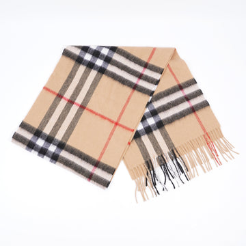 Burberry Classic Check Fringe Scarf Archive Beige Cashmere