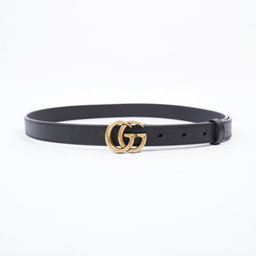 Gucci Double G Slim Belt Black Leather 80cm 32