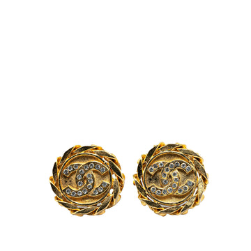 CHANEL Gold Plated CC Clip On Earrings Costume Earrings